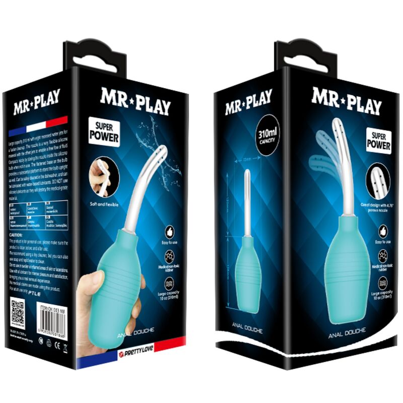 MR PLAY - DOCCIA ANALE IN GOMMA BLU PERA - MR PLAY | Lingerie Harness Boutique