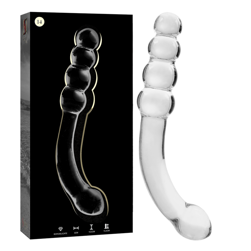 NEBULA SERIES BY IBIZA - MODELLO 14 DILDO IN VETRO BOROSILICATO TRASPARENTE 18.5 CM -O- 3 CM - NEBULA SERIES BY IBIZA | Lingerie Harness Boutique