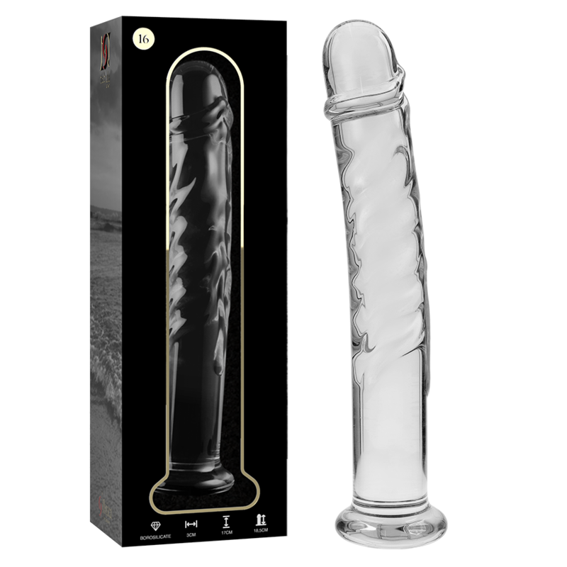 NEBULA SERIES BY IBIZA - MODELLO 16 DILDO IN VETRO BOROSILICATO TRASPARENTE 18.5 CM -O- 3 CM - NEBULA SERIES BY IBIZA | Lingerie Harness Boutique