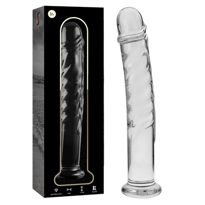 NEBULA SERIES BY IBIZA - MODELLO 16 DILDO IN VETRO BOROSILICATO TRASPARENTE 18.5 CM -O- 3 CM - NEBULA SERIES BY IBIZA | Lingerie Harness Boutique