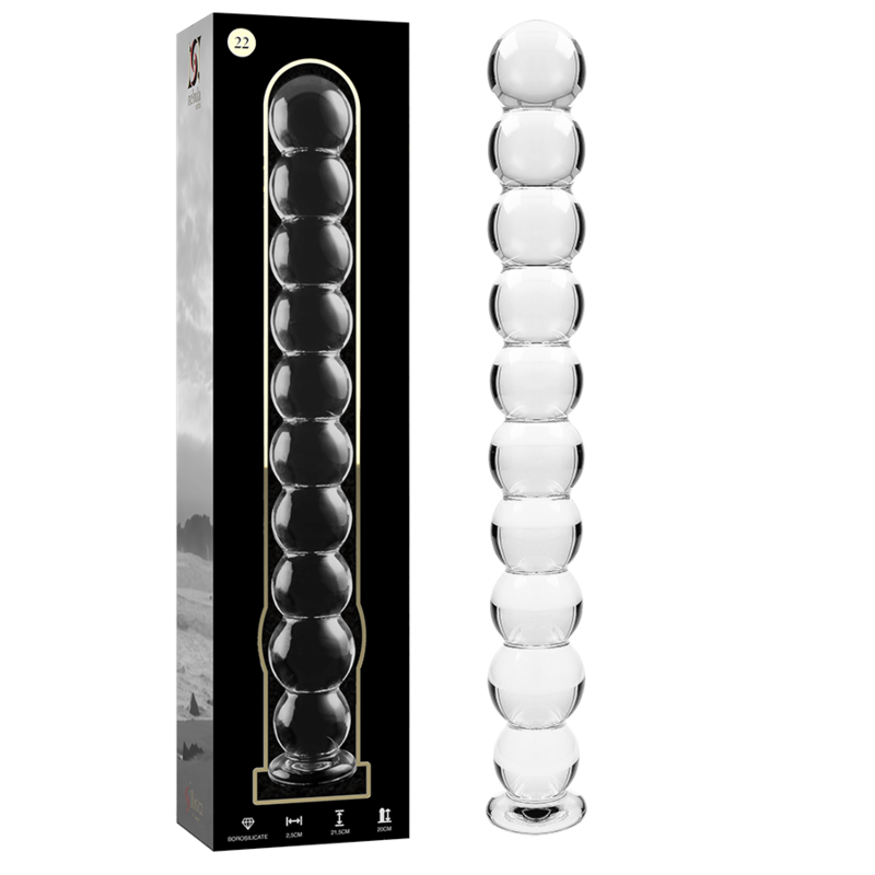 NEBULA SERIES BY IBIZA - MODELLO 22 DILDO IN VETRO BOROSILICATO TRASPARENTE 21.5 CM -O- 2.5 CM - NEBULA SERIES BY IBIZA | Lingerie Harness Boutique