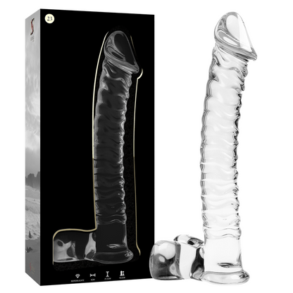 NEBULA SERIES BY IBIZA - MODELLO 23 DILDO IN VETRO BOROSILICATO TRASPARENTE 21.5 CM -O- 4 CM - NEBULA SERIES BY IBIZA | Lingerie Harness Boutique
