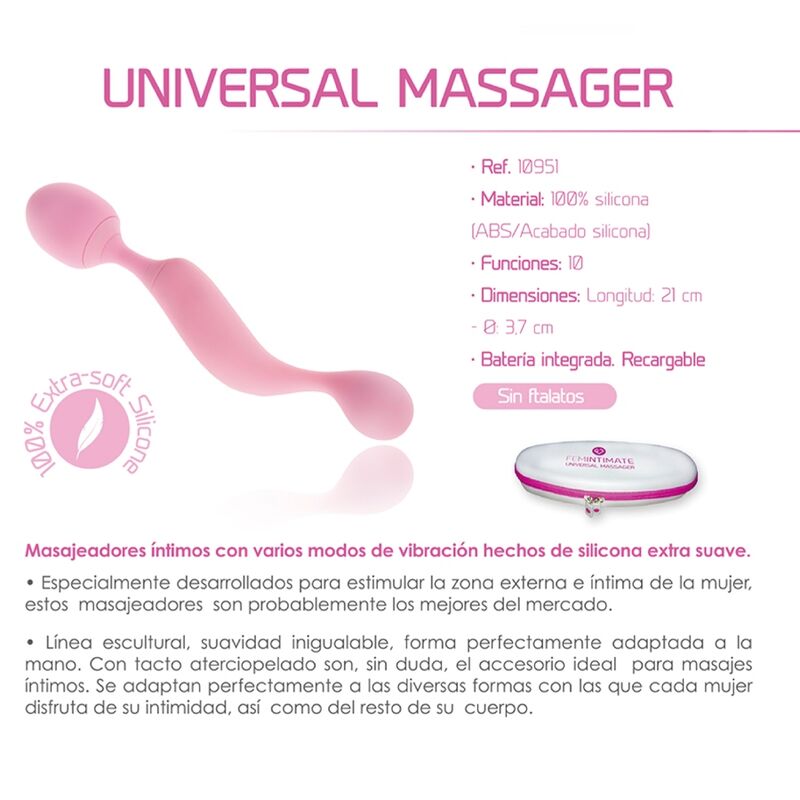 FEMINTIMATE - VIBRATORE IN SILICONE MASSAGGIATORE UNIVERSALE ROSA - FEMINTIMATE | Lingerie Harness Boutique