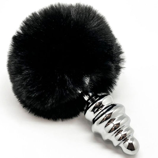 ALIVE - PLUG ANAL PLEASURE SPIRAL METAL FLUFFY BLACK SIZE M