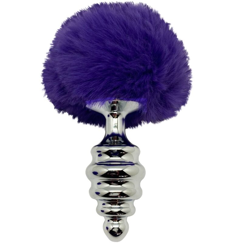 ALIVE - PLUG PIACERE ANALE SPIRALE METALLO FLUFFY VIOLA SCURO TAGLIA S