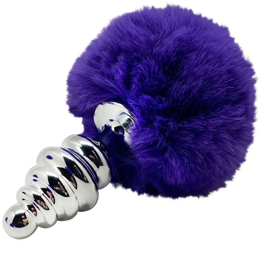 ALIVE - PLUG ANAL PLEASURE SPIRAL METAL FLUFFY DARK PURPLE SIZE S