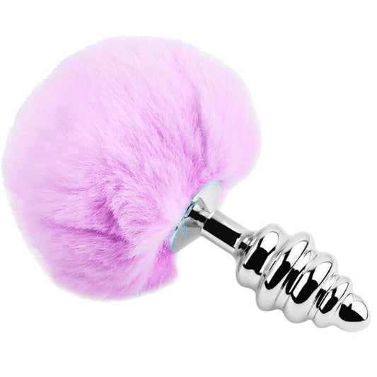 ALIVE - PLUG ANAL PLEASURE SPIRAL METAL FLUFFY PURPLE SIZE L