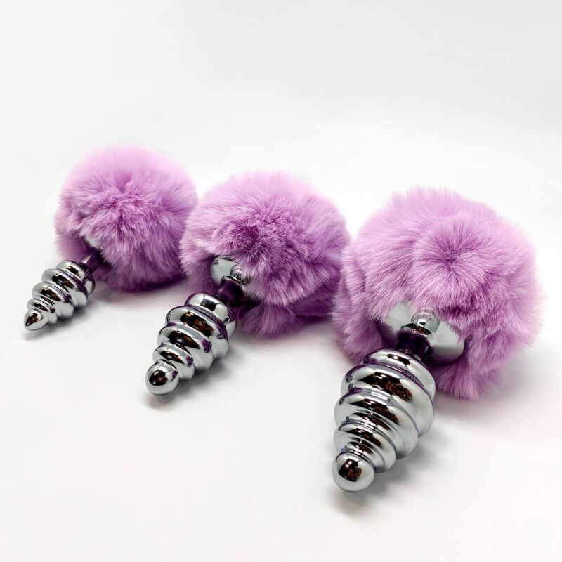 ALIVE - PLUG ANAL PLEASURE SPIRAL METAL FLUFFY PURPLE SIZE L