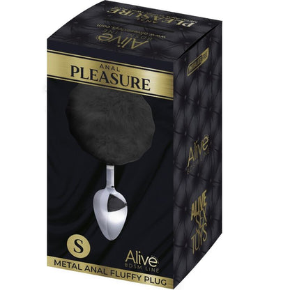 ALIVE - PLUG PIACERE ANALE METALLO LISCIO FLUFFY NERO TAGLIA S