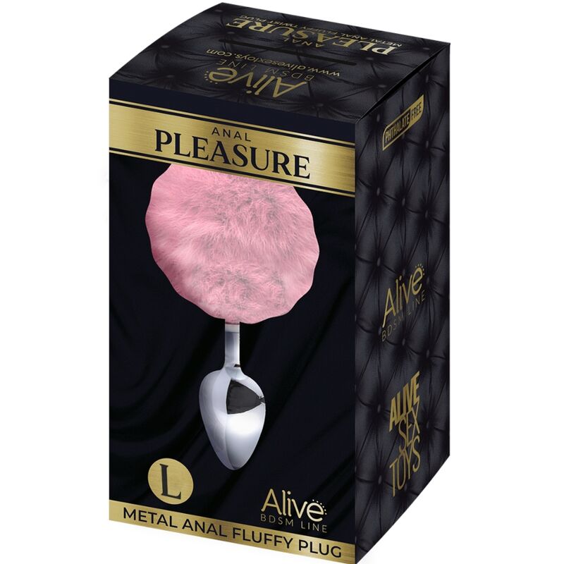 ALIVE - SMOOTH METAL ANAL PLUG FLUFFY PINK SIZE L