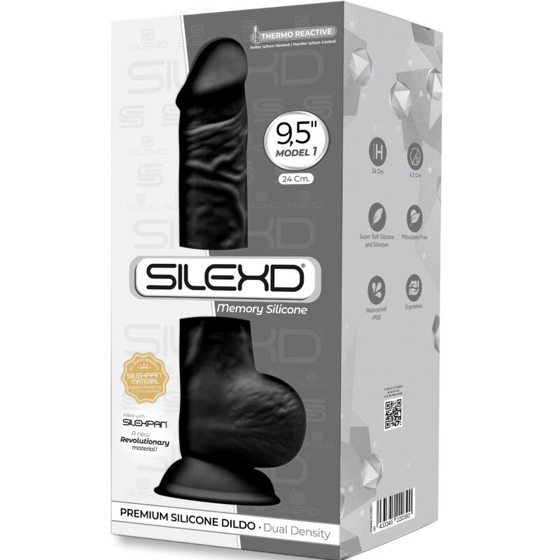 SILEXD - MODELLO 1 PENE REALISTICO PREMIUM SILEXPAN SILICONE NERO 24 CM