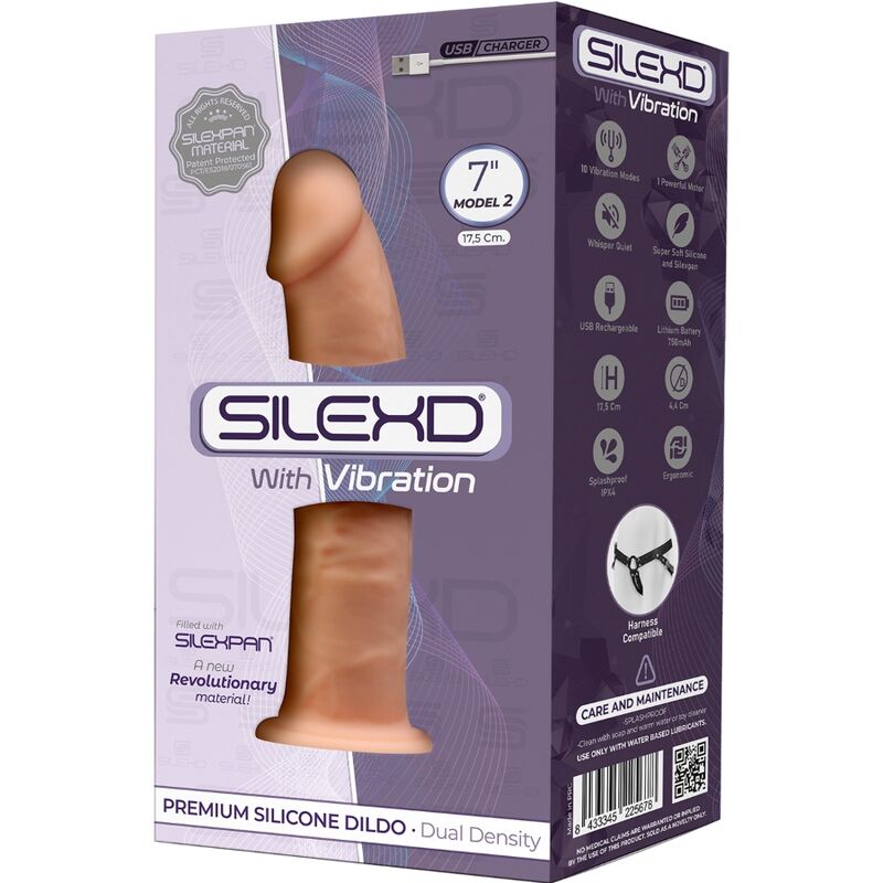 SILEXD - MODELLO 1 VIBRATORE PER PENE REALISTICO IN SILICONE PREMIUM SILEXPAN 17.5 CM