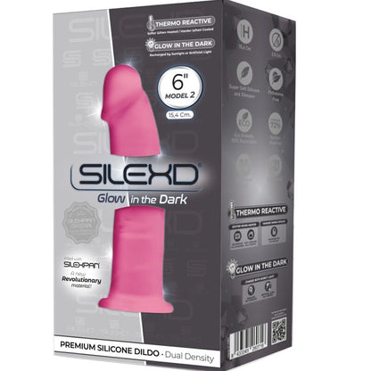 SILEXD - MODELLO 2 PENE REALISTICO PREMIUM SILEXPAN IN SILICONE ROSA FLUORESCENTE 15 CM