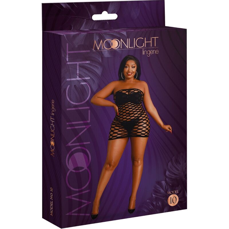MOONLIGHT - ABITO IN RETE MODELLO 10 NERO TAGLIA PLUS - MOONLIGHT | Lingerie Harness Boutique