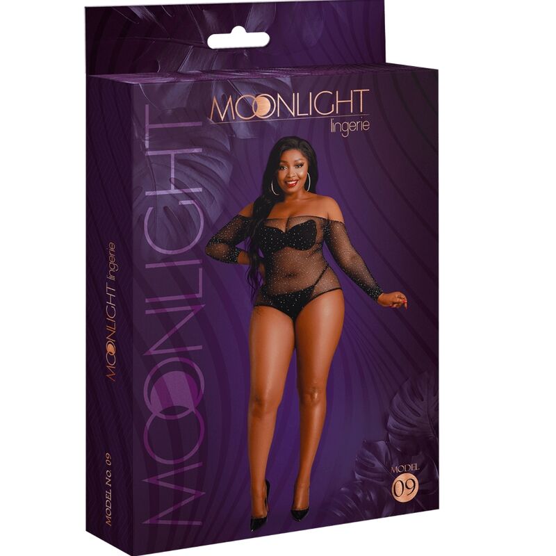 MOONLIGHT - BODY MANICA LUNGA MODELLO 9 NERO LUCIDO TAGLIA PLUS - MOONLIGHT | Lingerie Harness Boutique
