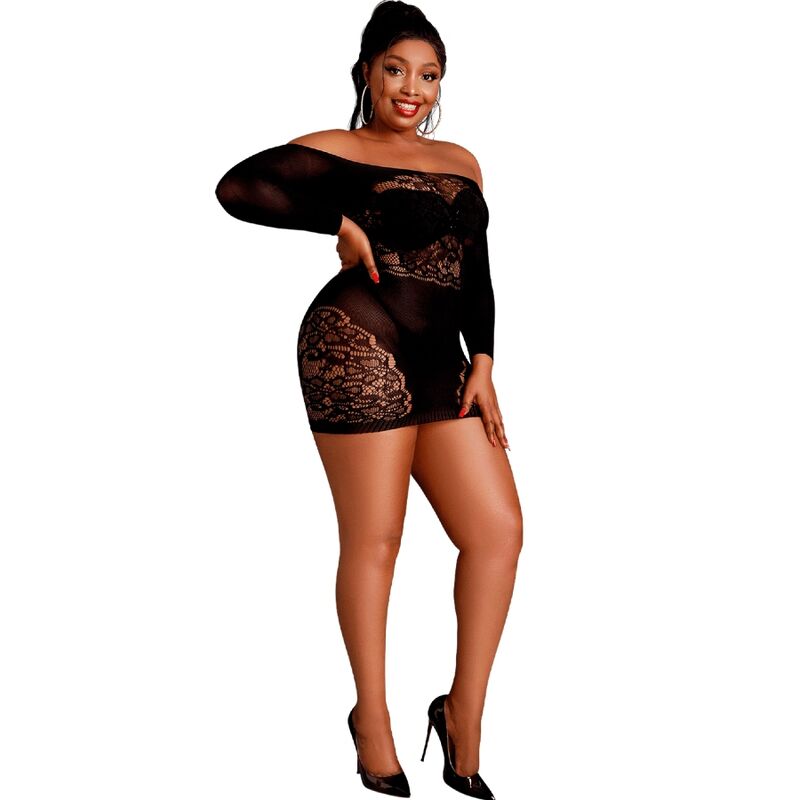 MOONLIGHT - ABITO MANICA LUNGA MODELLO 7 NERO TAGLIA PLUS - MOONLIGHT | Lingerie Harness Boutique