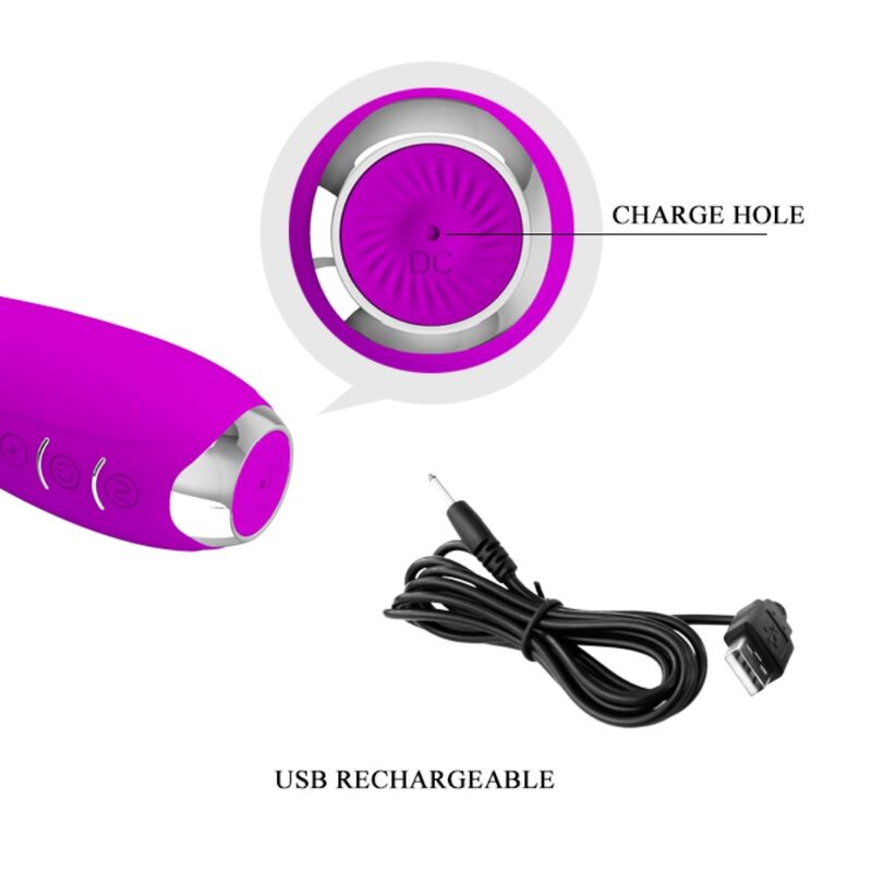 PRETTY LOVE - HECTOR WATERPROOF PURPLE RECHARGEABLE ELECTROSHOCK VIBRATOR