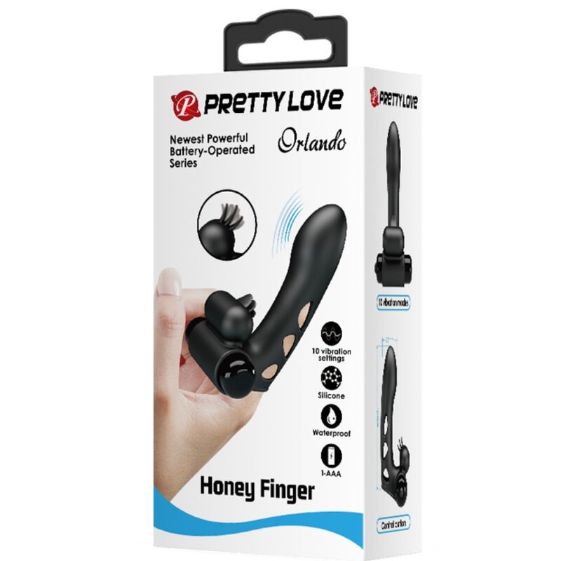 PRETTY LOVE - COPERTURA PER DITA VIBRATORE ORLANDO NERA - PRETTY LOVE MALE | Lingerie Harness Boutique
