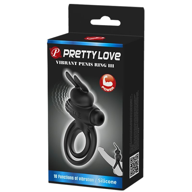 PRETTY LOVE - ANELLO VIBRATOR III RABBIT PER PENE NERO - PRETTY LOVE MALE | Lingerie Harness Boutique
