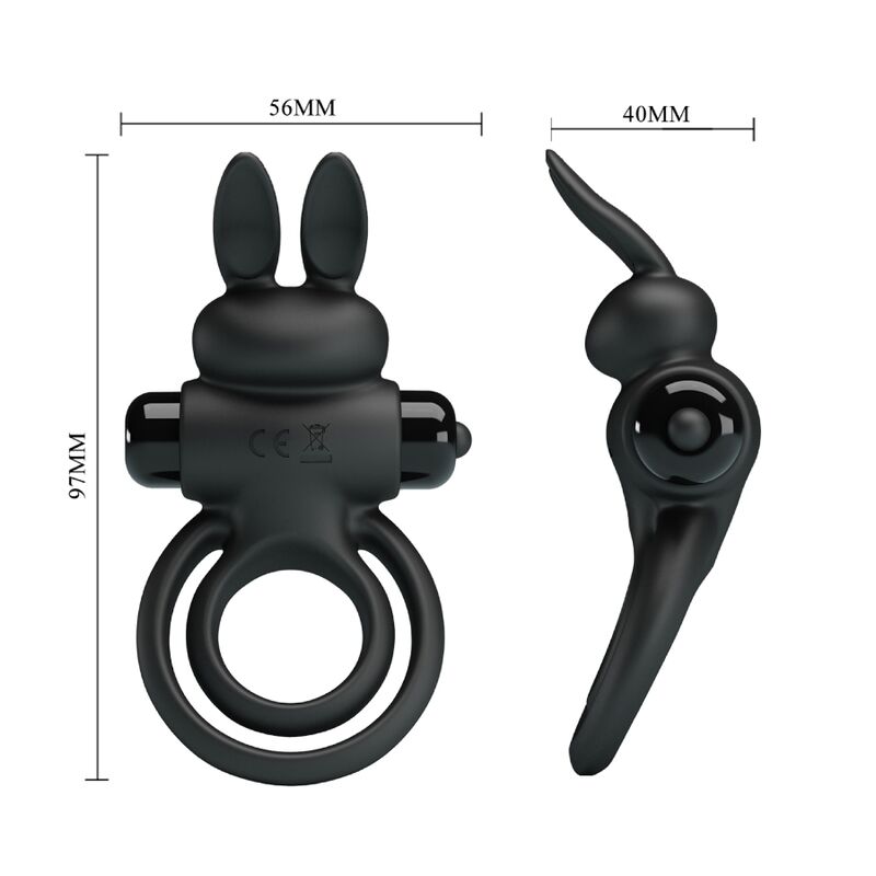 PRETTY LOVE - ANELLO VIBRATOR III RABBIT PER PENE NERO - PRETTY LOVE MALE | Lingerie Harness Boutique