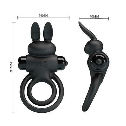 PRETTY LOVE - ANELLO VIBRATOR III RABBIT PER PENE NERO - PRETTY LOVE MALE | Lingerie Harness Boutique