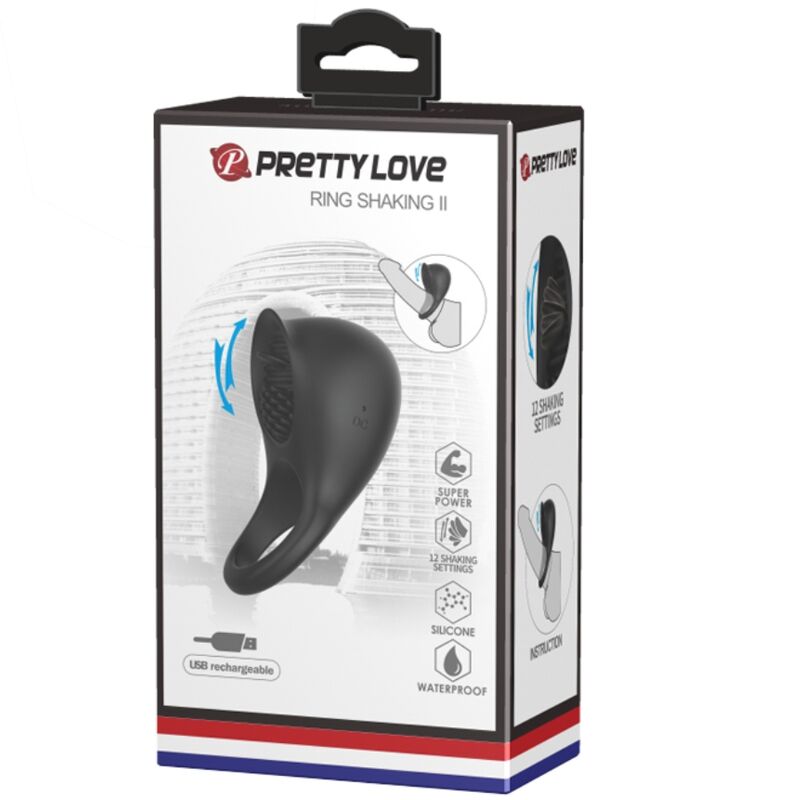 PRETTY LOVE - VIBRATING COCK RING WITH BLACK TONGUE