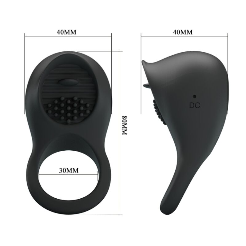 PRETTY LOVE - ANELLO VIBRANTE PER PENE CON LINGUA NERA - PRETTY LOVE MALE | Lingerie Harness Boutique