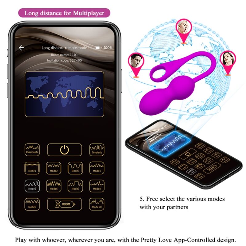 PRETTY LOVE - SFERE VIBRANTI RICARICABILI ELVIRA VIOLA - PRETTY LOVE SMART | Lingerie Harness Boutique