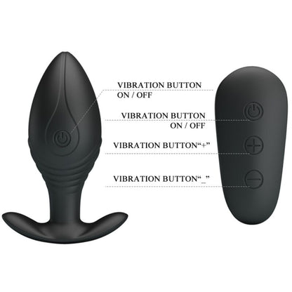 PRETTY LOVE - RECHARGEABLE VIBRATOR BUTT PLUG QUEEN BLACK