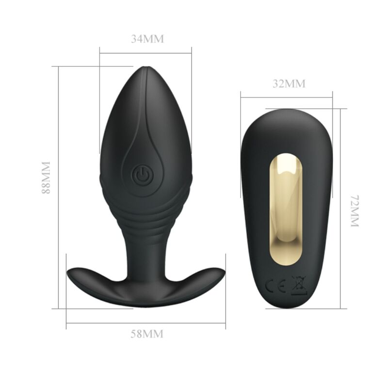 PRETTY LOVE - RECHARGEABLE VIBRATOR BUTT PLUG QUEEN BLACK