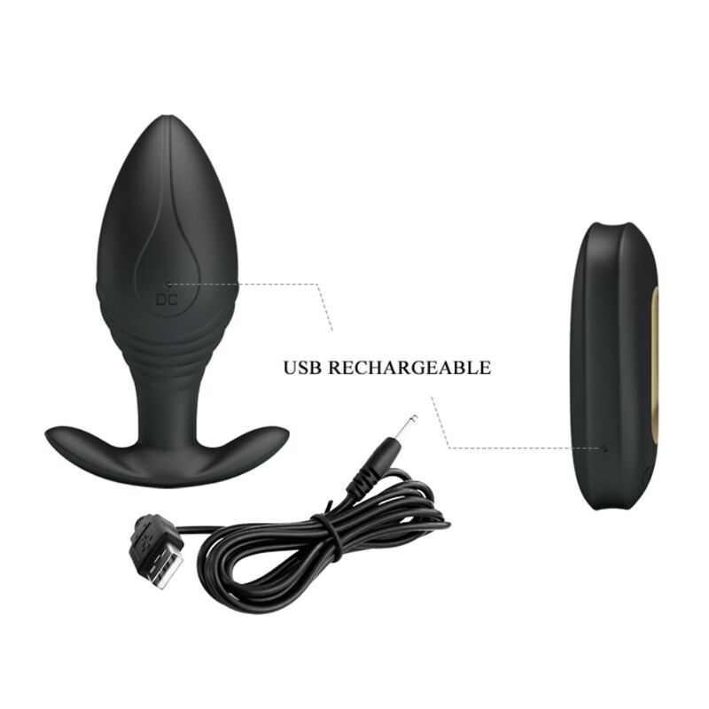 PRETTY LOVE - RECHARGEABLE VIBRATOR BUTT PLUG QUEEN BLACK