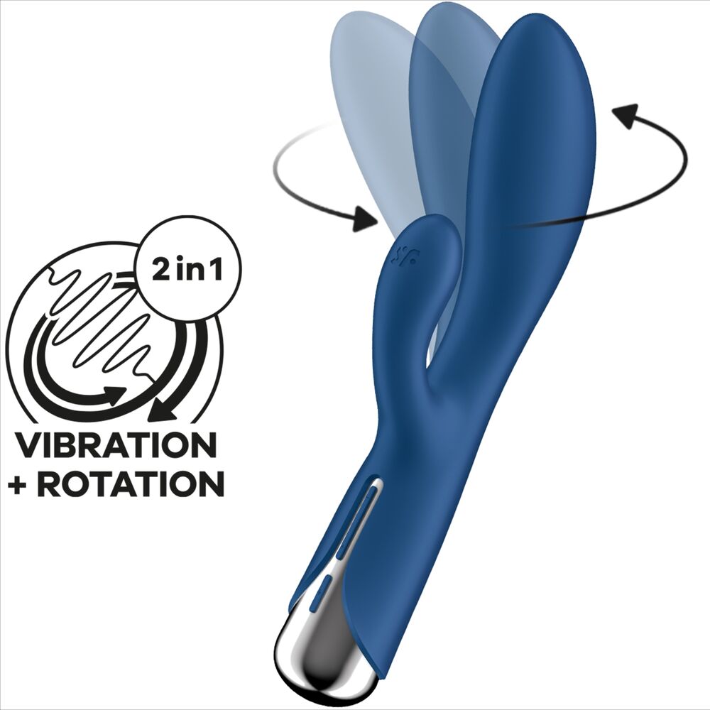 SATISFYER - SPINNING RABBIT 1 STIMOLAZIONE CLITORIDE E PUNTO G BLU - SATISFYER VIBRATOR | Lingerie Harness Boutique
