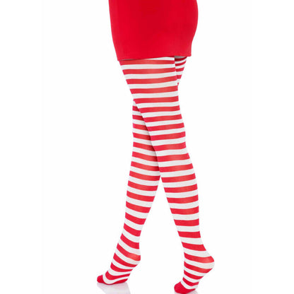 LEG AVENUE - COLLANT A RIGHE BIANCO/ROSSO - LEG AVENUE HOSIERY | Lingerie Harness Boutique