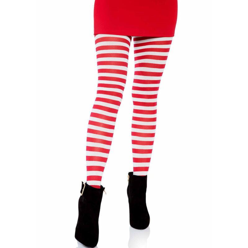LEG AVENUE - COLLANT A RIGHE BIANCO/ROSSO - LEG AVENUE HOSIERY | Lingerie Harness Boutique