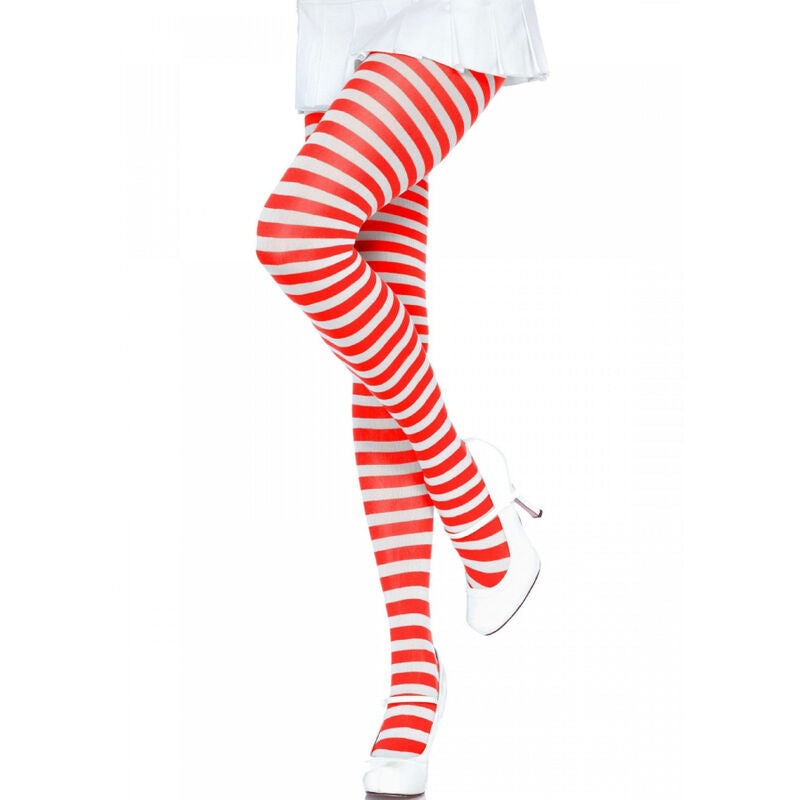 LEG AVENUE - COLLANT A RIGHE BIANCO/ROSSO - LEG AVENUE HOSIERY | Lingerie Harness Boutique