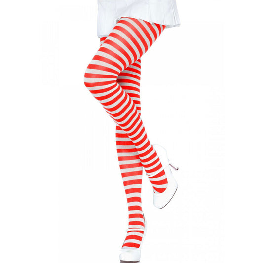LEG AVENUE - COLLANT A RIGHE BIANCO/ROSSO - LEG AVENUE HOSIERY | Lingerie Harness Boutique