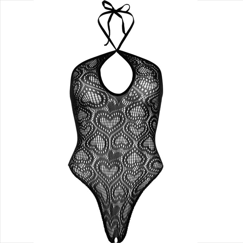LEG AVENUE - CORPO SENZA CUCITURE CON COLLO ALLACQUA NERO - LEG AVENUE BODYSTOCKINGS | Lingerie Harness Boutique