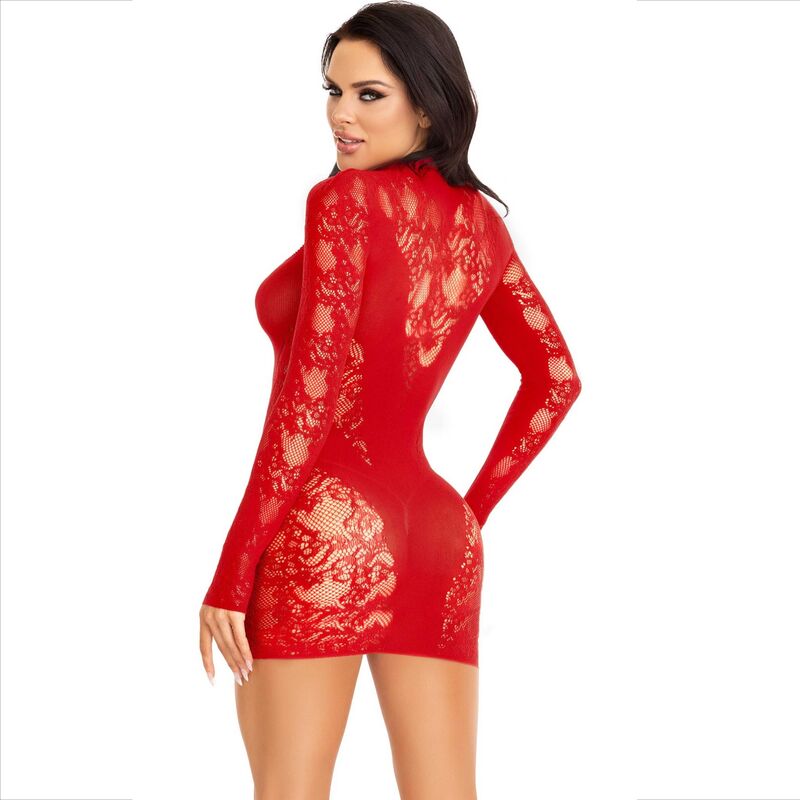 LEG AVENUE - MINI ABITO CON PIZZO MANICA LUNGA ROSSO - LEG AVENUE DRESSES | Lingerie Harness Boutique
