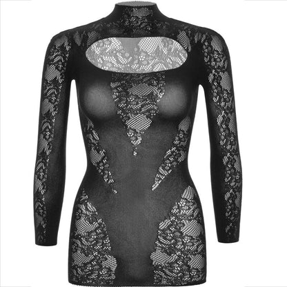 LEG AVENUE - MINI ABITO CON PIZZO MANICA LUNGA NERO - LEG AVENUE DRESSES | Lingerie Harness Boutique