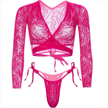LEG AVENUE - TOP CROP IN PIZZO CON PERIZOMA - LEG AVENUE SETS | Lingerie Harness Boutique