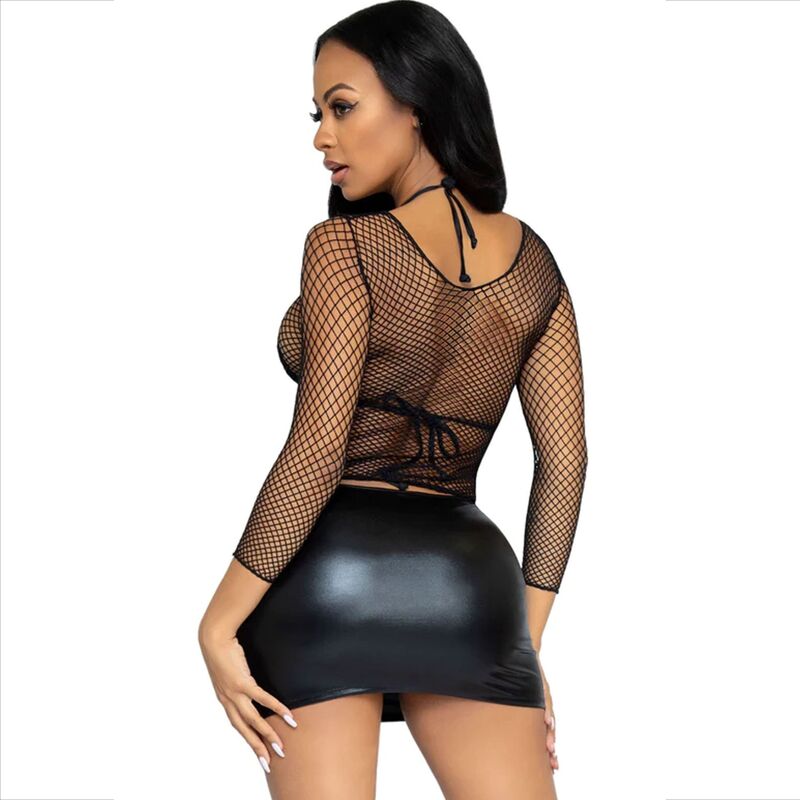 LEG AVENUE - T-SHIRT A RETE MANICHE LUNGHE BLU - LEG AVENUE ACCESSORIES | Lingerie Harness Boutique
