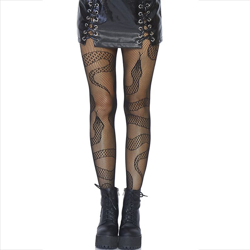 LEG AVENUE - CALZE A RETE SERPENTI NERE - LEG AVENUE HOSIERY | Lingerie Harness Boutique