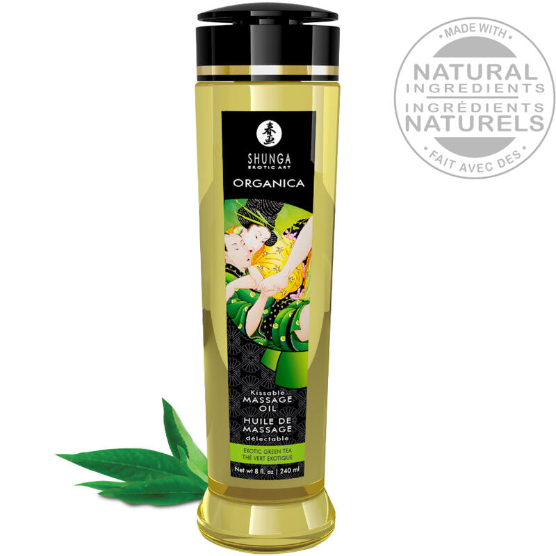 SHUNGA - OLIO DA MASSAGGIO BIOLOGICO TÈ VERDE 240 ML - SHUNGA OILS | Lingerie Harness Boutique