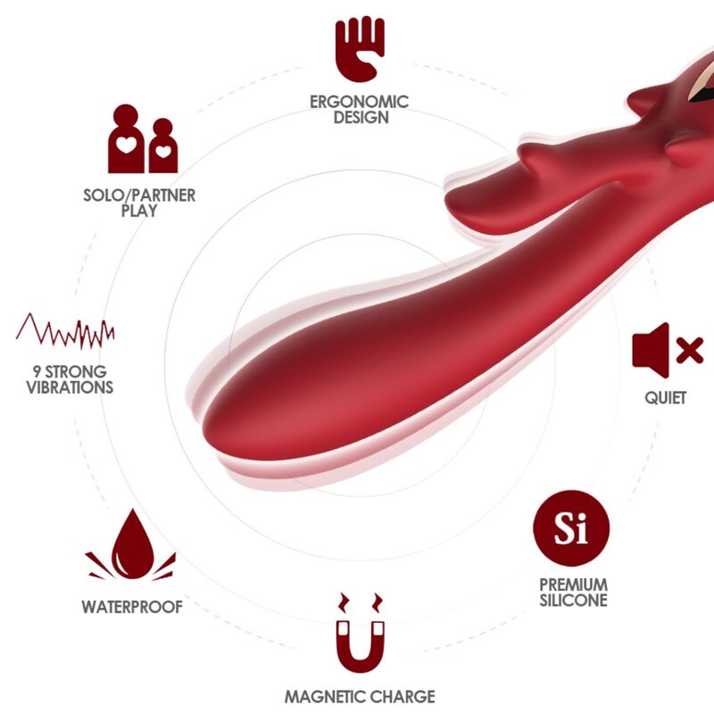 ARMONY - VIBRATORE ELK RABBIT CURVO ROSSO - ARMONY VIBRATORS | Lingerie Harness Boutique