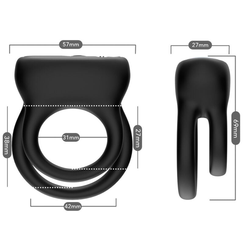 ARMONY - VIBRATORE DOPPIO ANELLO NERO - ARMONY FOR HIM | Lingerie Harness Boutique