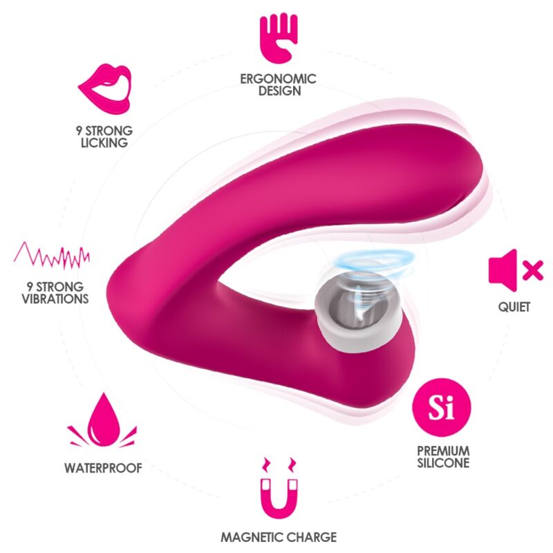 ARMONY - SECRETKISS LECCARE IL CLITORITE VIBRANTE E IL VIBRATORE CURVO FUCSIA - ARMONY STIMULATORS | Lingerie Harness Boutique