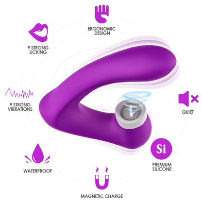 ARMONY - SECRETKISS LECCATO CLIT VIBRANTE E VIBRATORE CURVO VIOLA - ARMONY STIMULATORS | Lingerie Harness Boutique