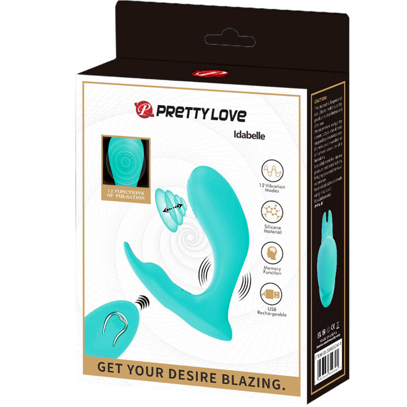 PRETTY LOVE - TELECOMANDO IDABELLE VIBRAZIONE E PULSAZIONE BLU - PRETTY LOVE BOTTOM | Lingerie Harness Boutique