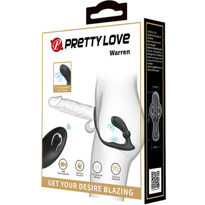 PRETTY LOVE - ANELLO ANALE E VIBRATORE WARREN BLACK - PRETTY LOVE BOTTOM | Lingerie Harness Boutique