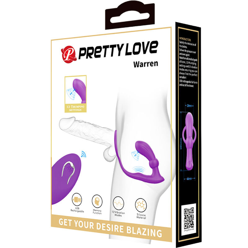 PRETTY LOVE - ANELLO WARREN E VIBRATORE ANALE VIOLA - PRETTY LOVE BOTTOM | Lingerie Harness Boutique